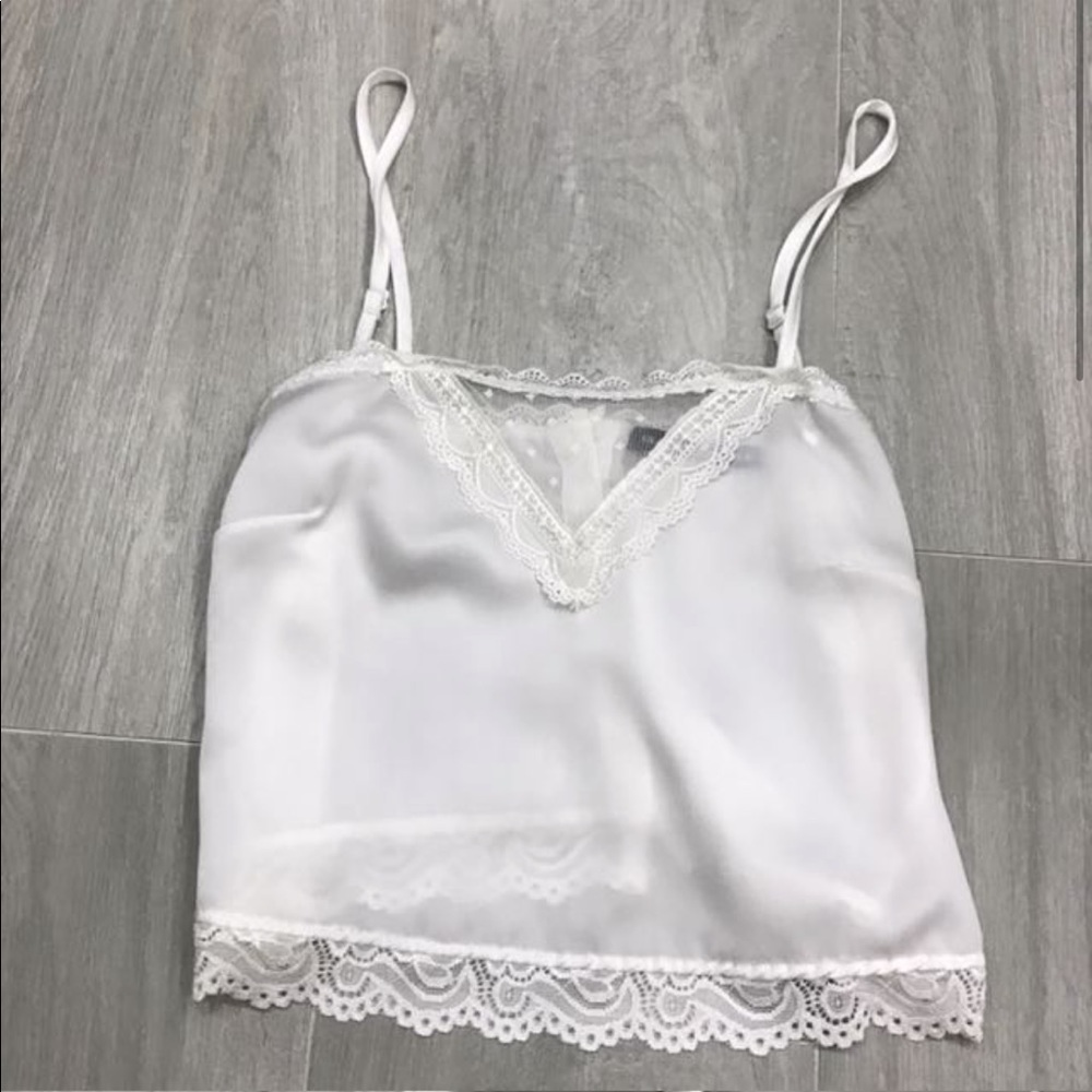 Brandy Melville Phoebe white lace silky tank